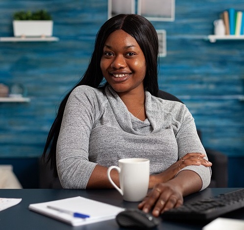 Speech language pathologist working on computer