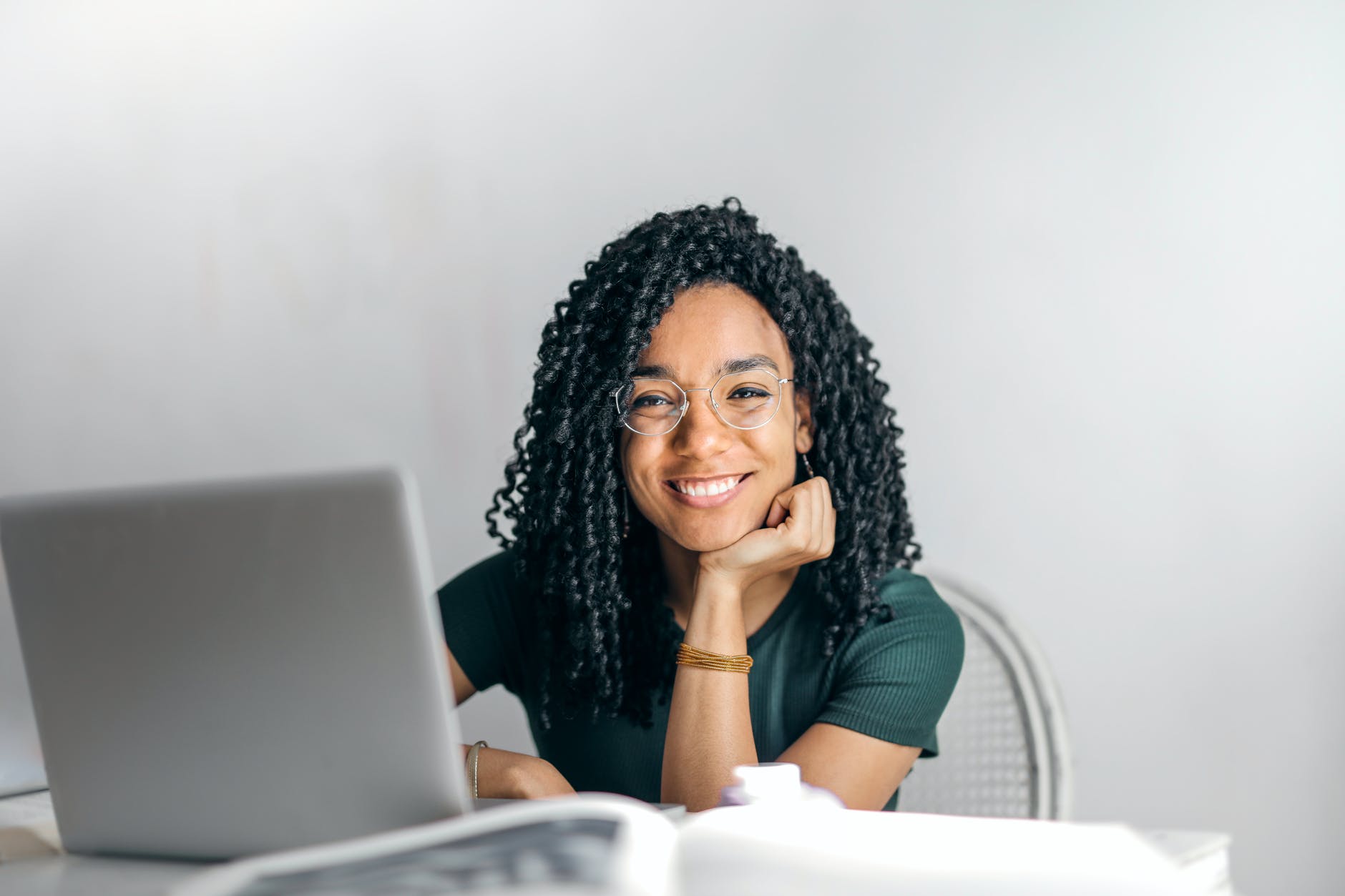 Clinician focused next to computer